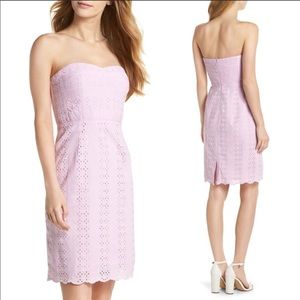 J. Crew Lavender Strapless Eyelet Sheath Dress